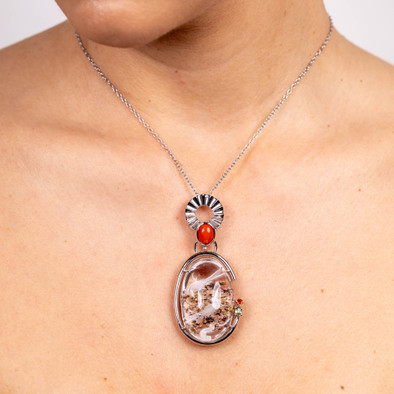  Pandantiv Argint 925, Cuart Panorama, Coral, Safire 2