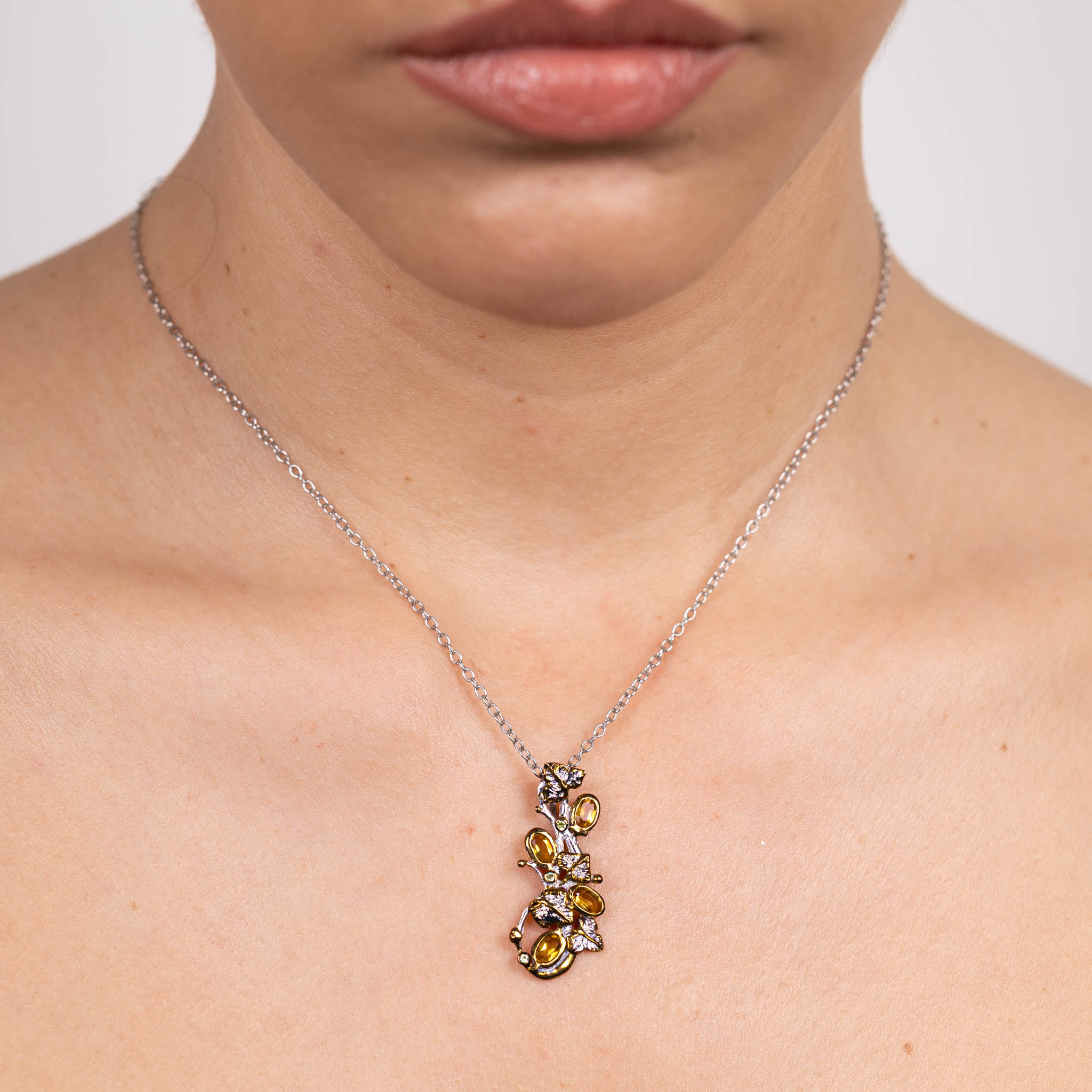  Colier Argint 925, Citrin, Peridot 2