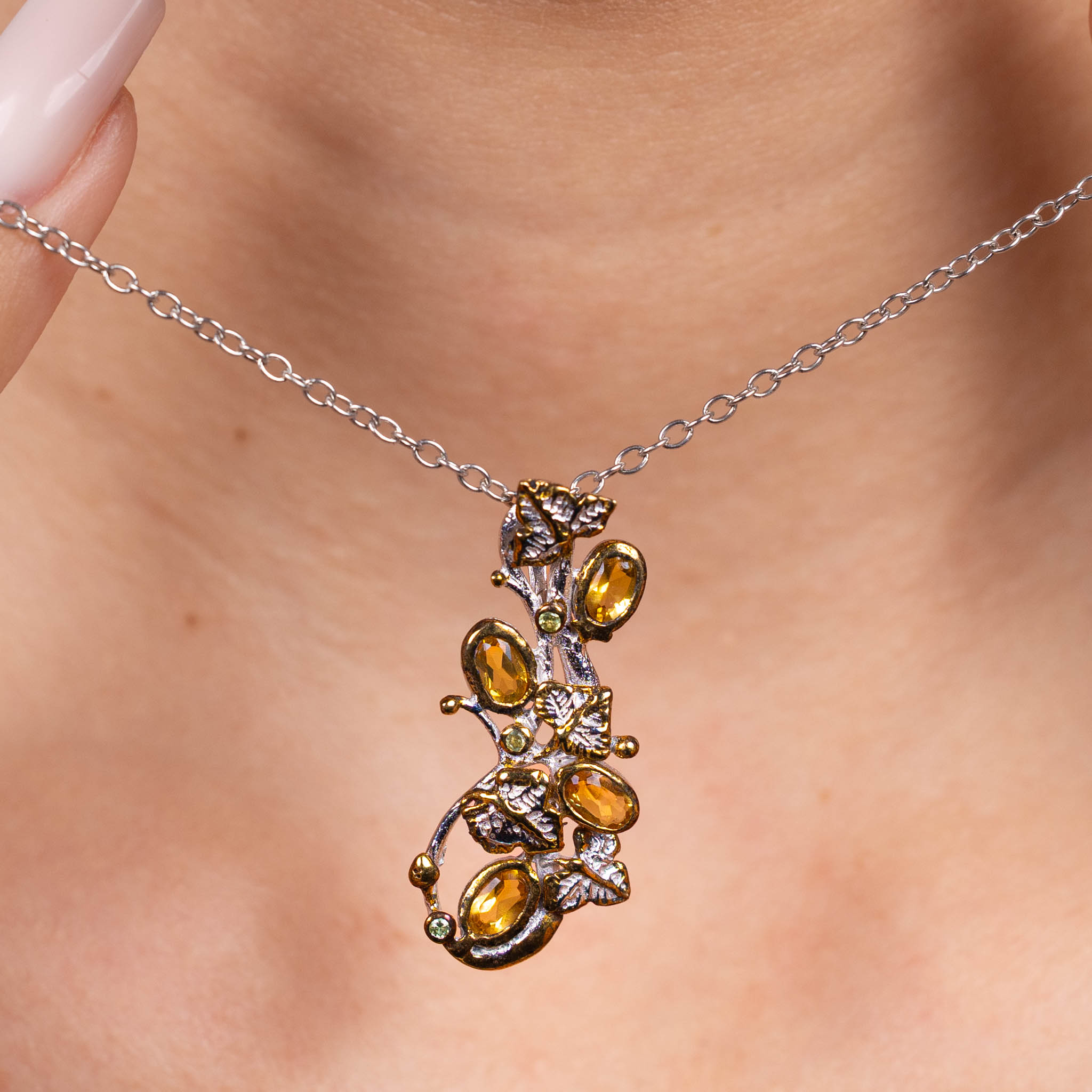  Colier Argint 925, Citrin, Peridot 3