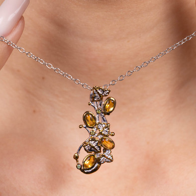  Colier Argint 925, Citrin, Peridot 3