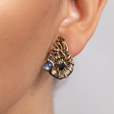  Cercei Argint 925, Opal Etiopian, Spectrolit, Safire 2