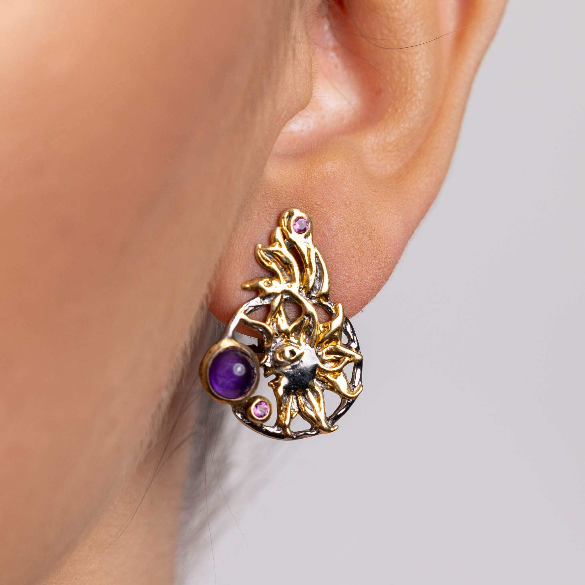  Cercei Argint 925, Ametist, Rubin, Rodolit 2