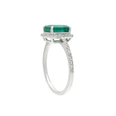  Inel Aur Alb 18k, Smarald 1.97 ct, Diamante 0.28 ct 3