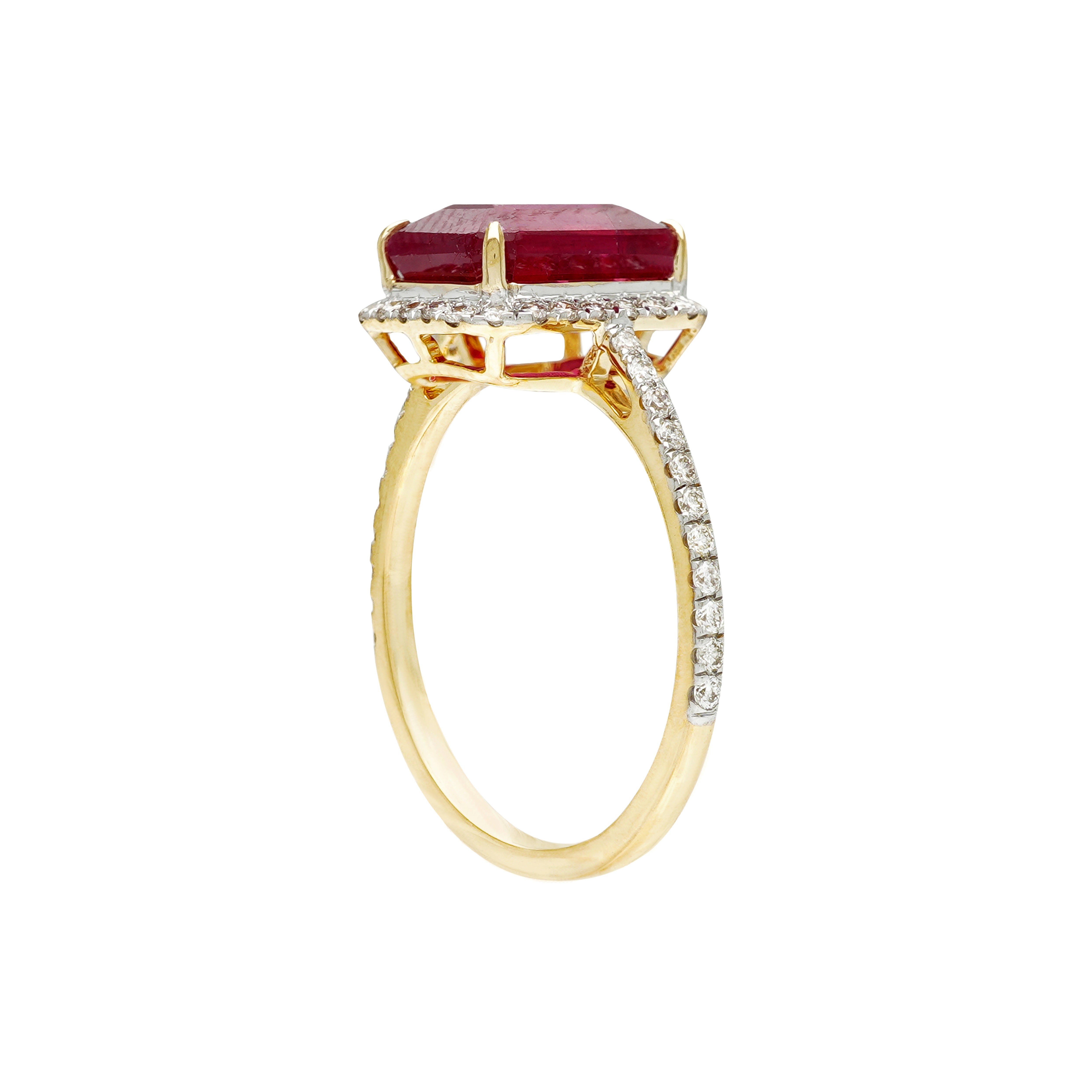  Inel Aur Galben 14K, Rubin 3.5 ct, Diamante 0.38 ct 3