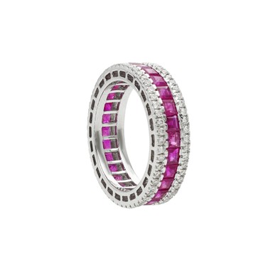  Inel Eternity Aur Alb 18k, Rubine 3.25 ct, Diamante 0.65 ct 1