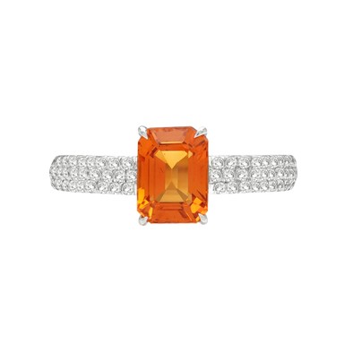  Inel Aur Alb 18K, Safir Orange 1.65 ct, Diamante 0.40 ct 1