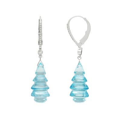  Cercei Aur Alb 14k, Topaz 33.53 ct, Diamante 0.26 ct 3