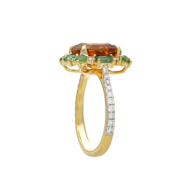  Inel Aur Galben 18k, Citrin 2.35 ct, Smarald 0.39 ct, Diamante 0.38 ct, Tsavorite 0.27 ct 3