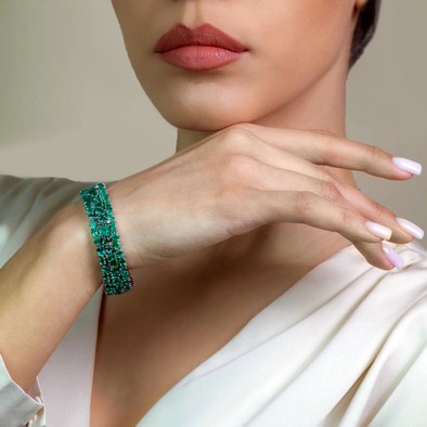  Bratara Aur Alb 18k, Smaralde 43 Ct, Diamante 0.26 Ct 2