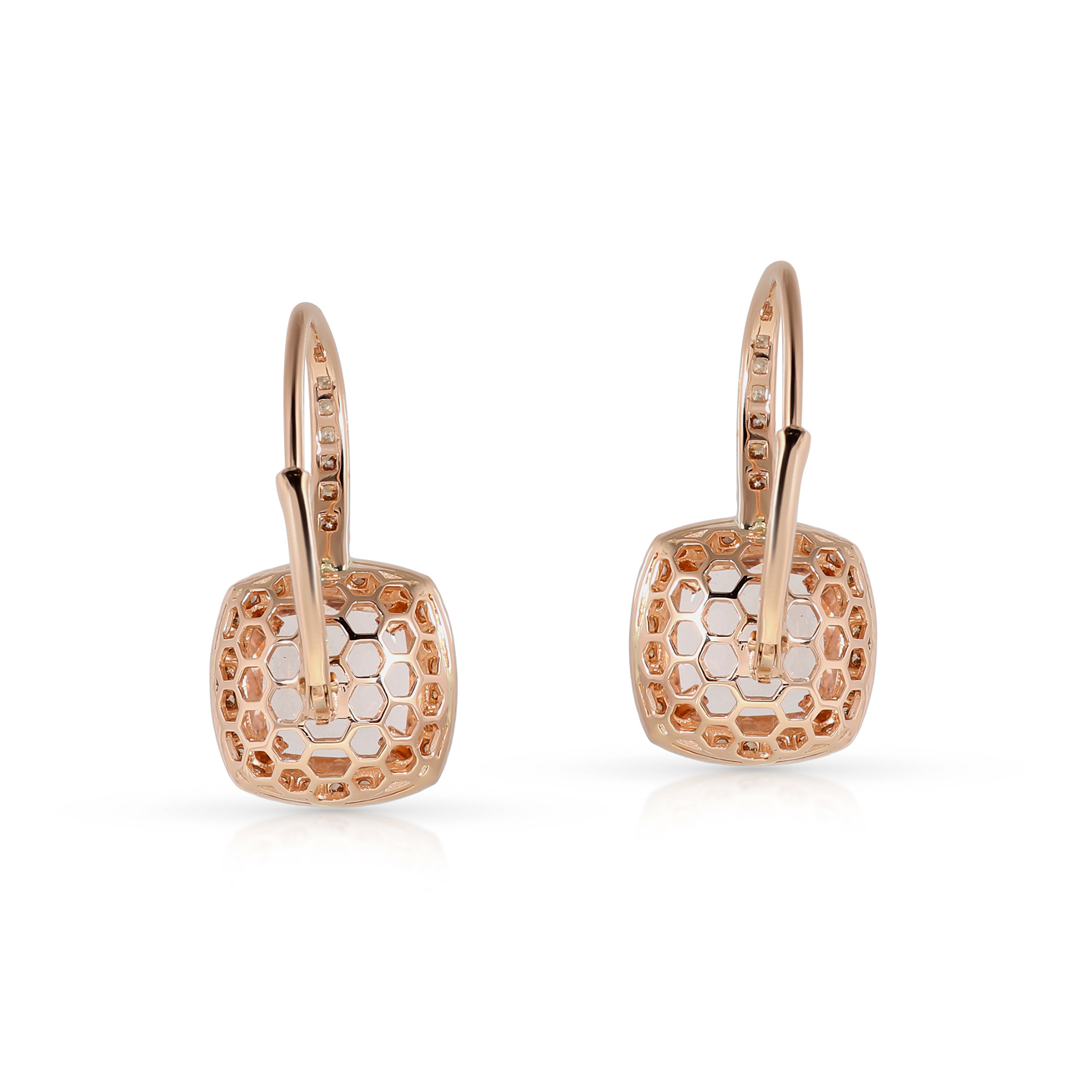  Cercei Aur Roz 18k, Morganite 5.50 Ct, Diamante Champagne 0.62 Ct 4
