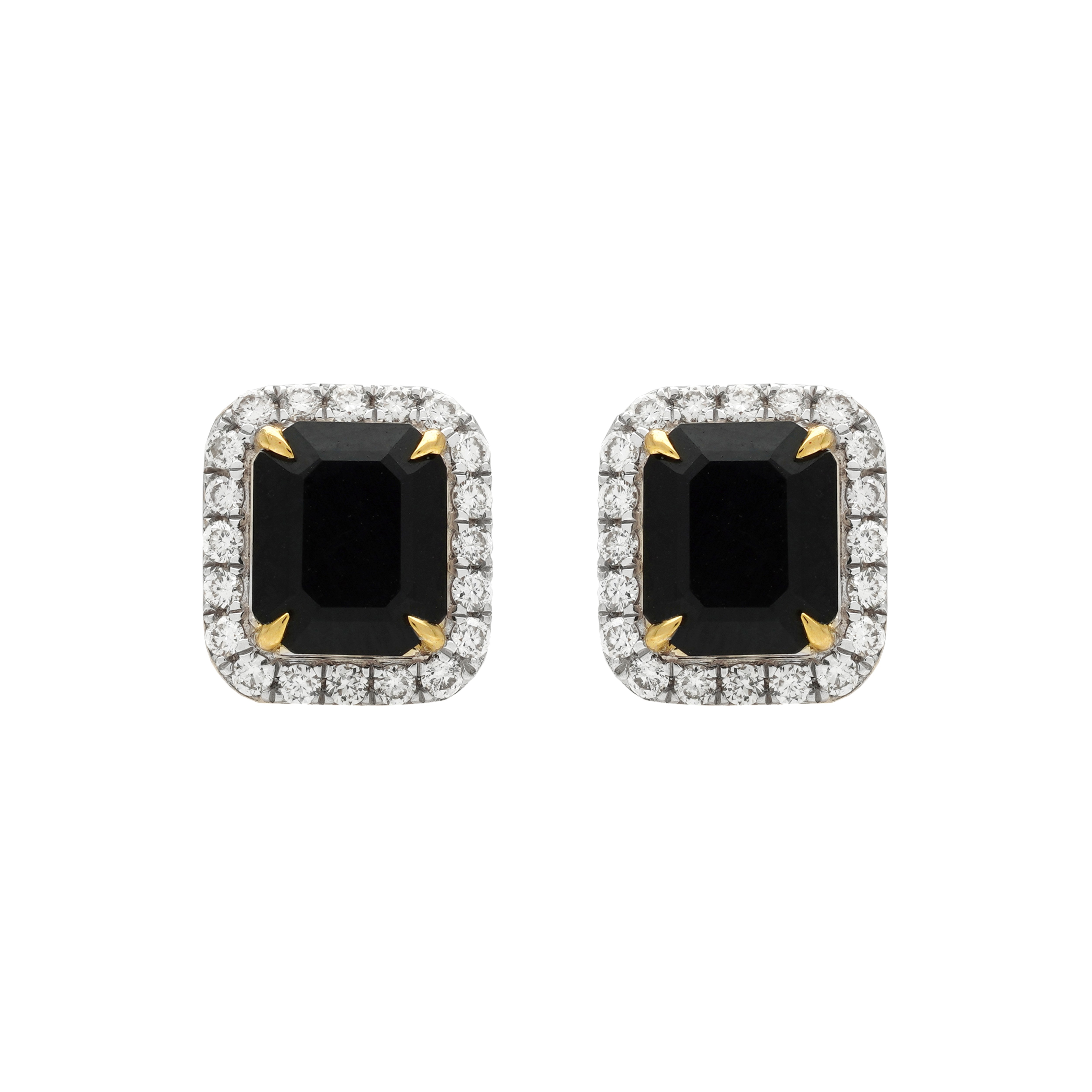  Cercei Aur Galben 18k, Onix 1.42 Ct, Diamante 0.27 Ct 1