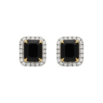  Cercei Aur Galben 18k, Onix 1.42 Ct, Diamante 0.27 Ct 1