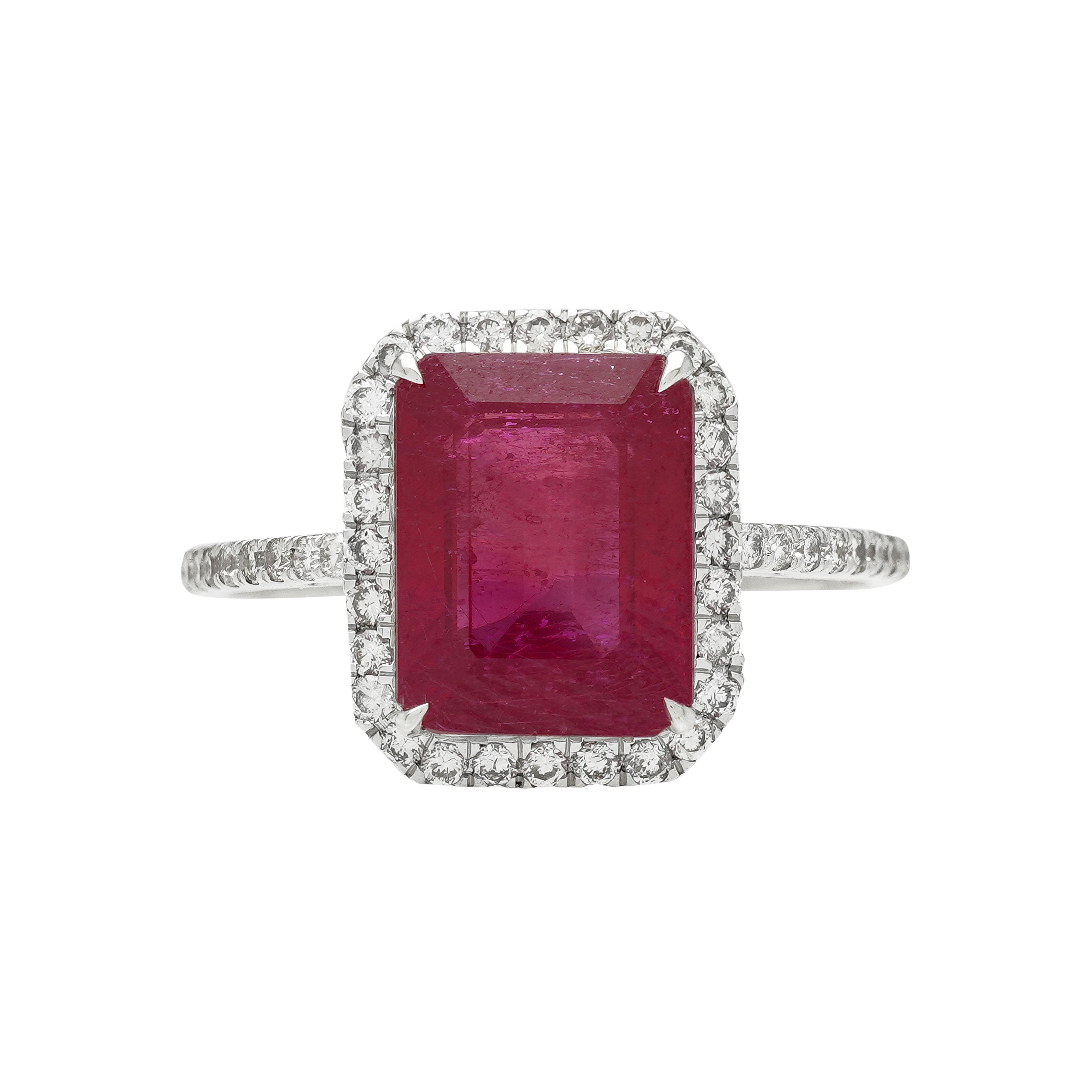  Inel Aur Alb 14K, Rubin 3.5 ct, Diamante 0.38 ct 1