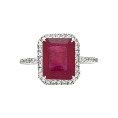  Inel Aur Alb 14K, Rubin 3.5 ct, Diamante 0.38 ct 1