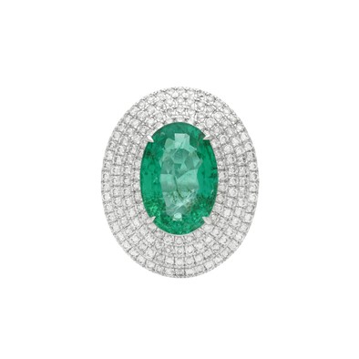  Inel Aur Alb 18k, Smarald 3.52 ct, Diamante 0.90 ct 1