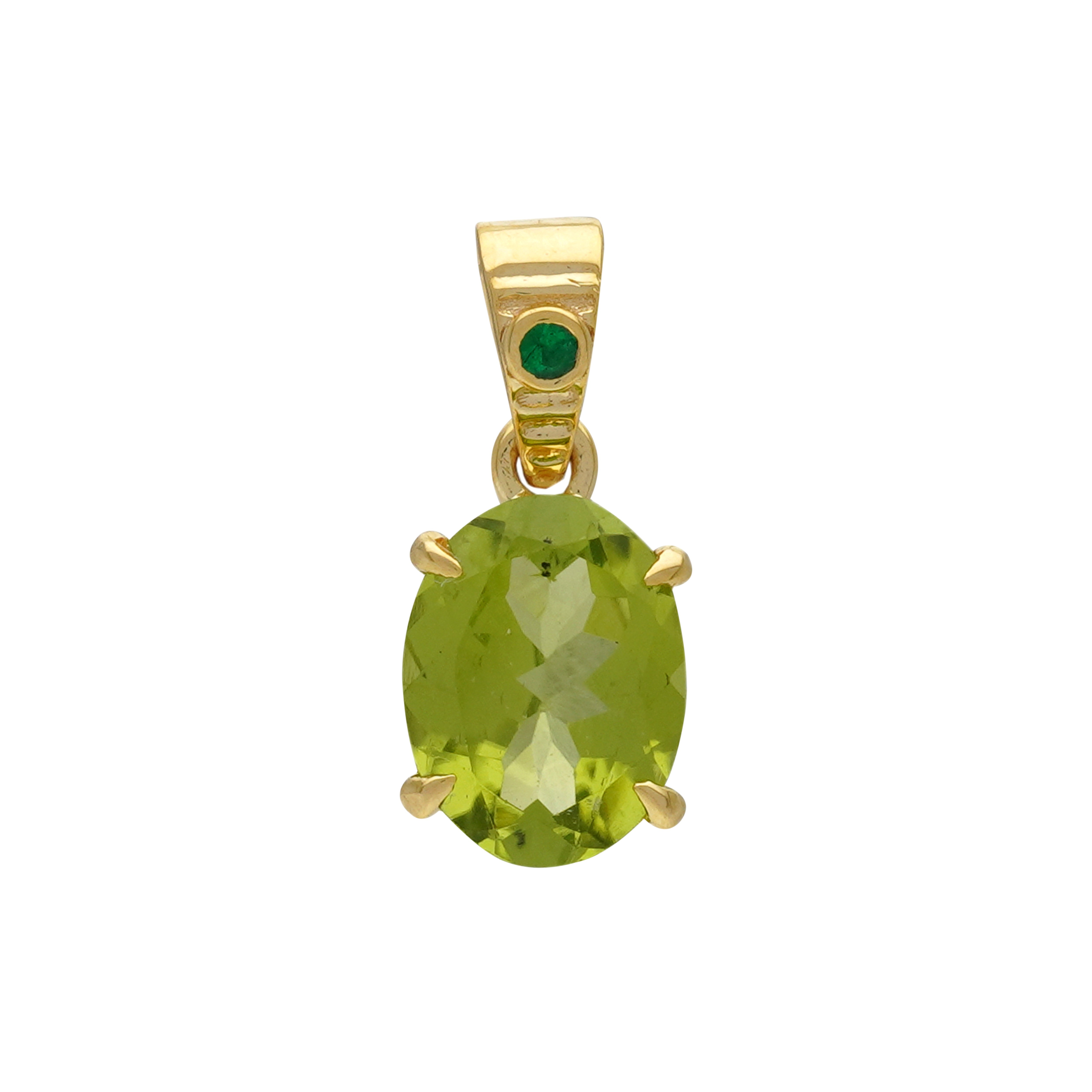  Pandantiv Aur Galben 14k, Peridot 1.15 ct, Smarald 0.02 ct 1