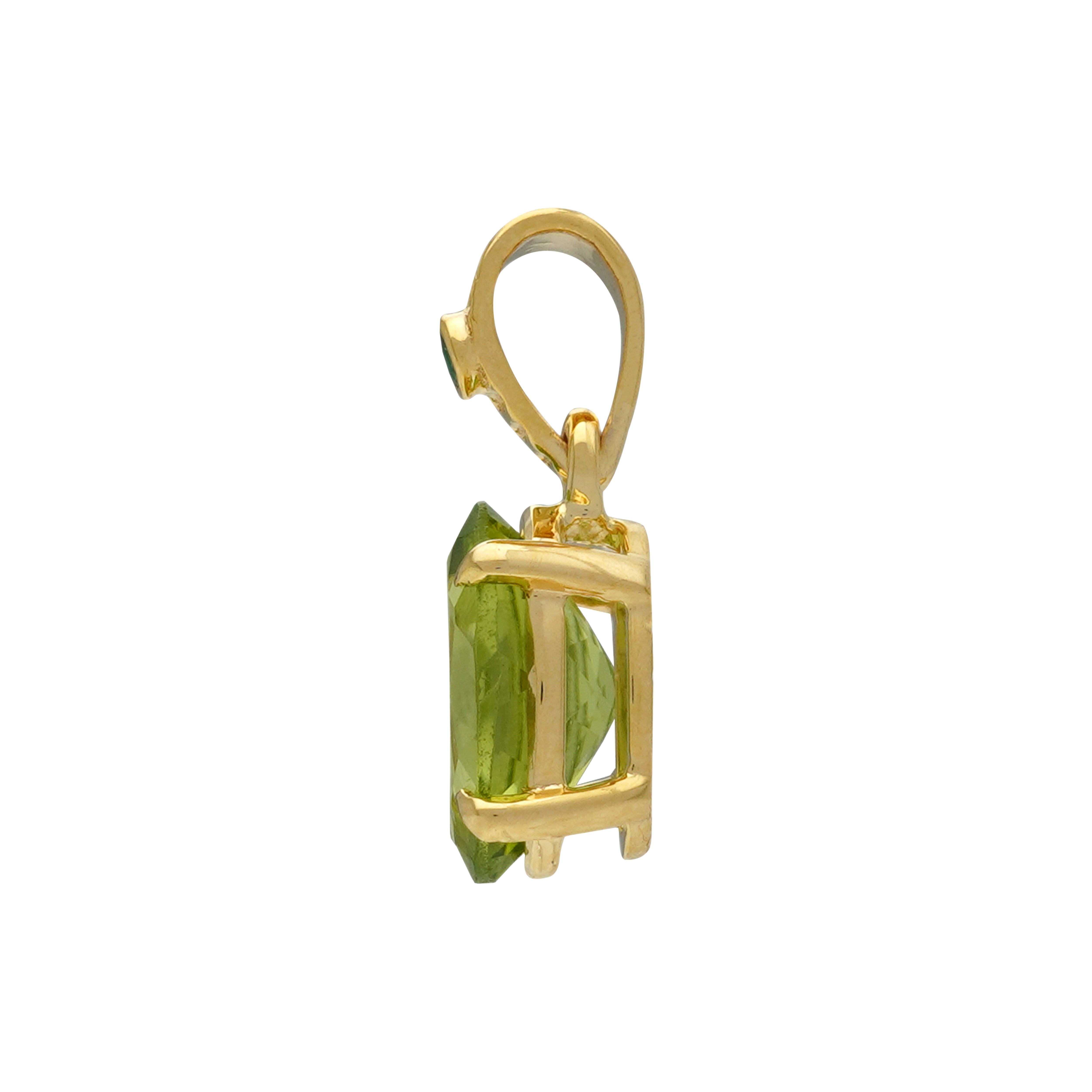  Pandantiv Aur Galben 14k, Peridot 1.15 ct, Smarald 0.02 ct 2