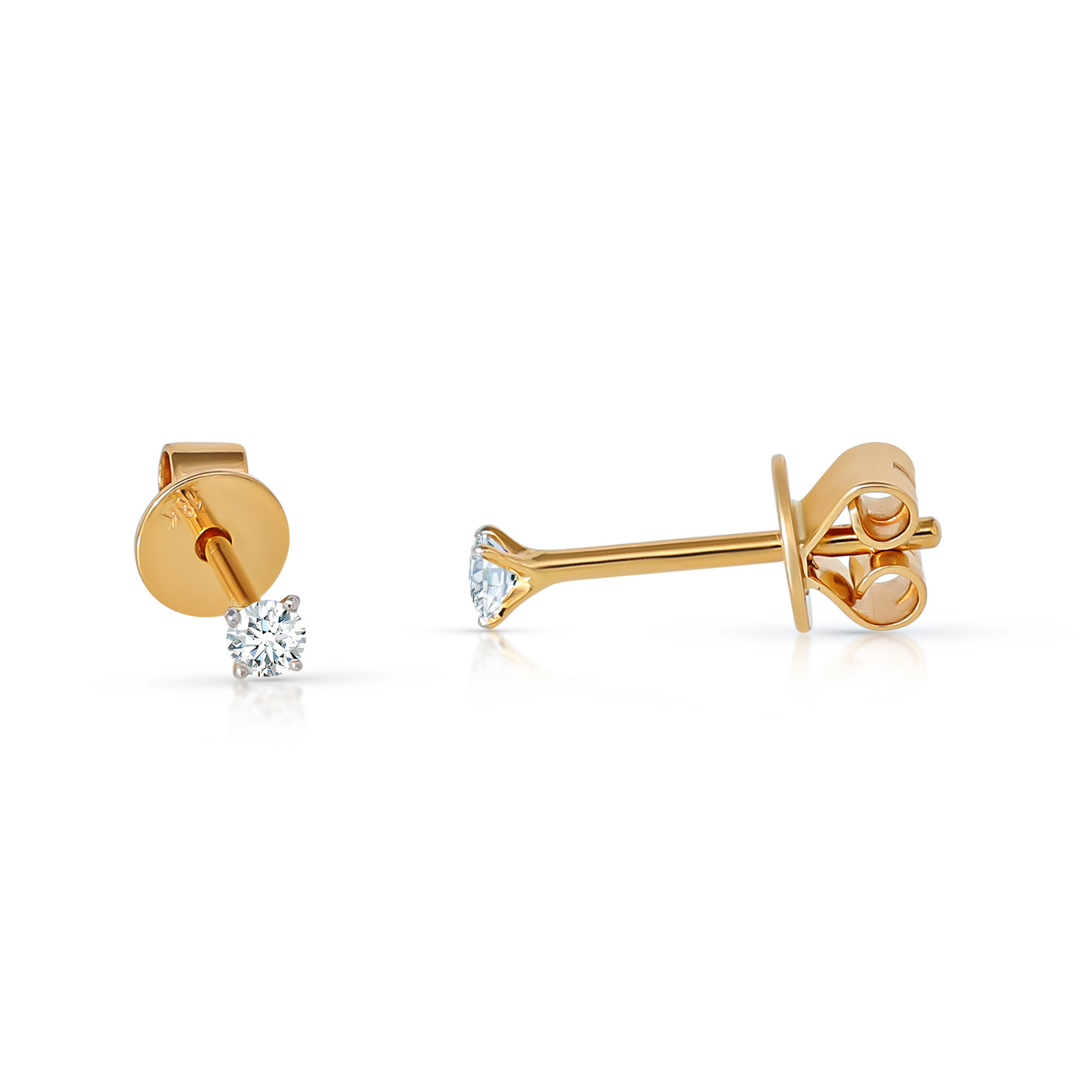  Cercei Aur Galben 18K, Diamante 0.12 Ct 2