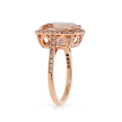  Inel Aur Roz 18k, Morganit 5.00 Ct, Diamante Champagne 0.42 Ct 3