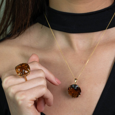  Inel Aur 18k, Cuart Cognac 32 ct 4
