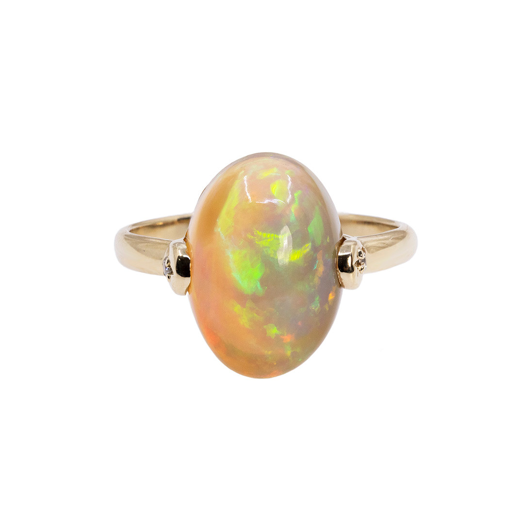  Inel Aur Galben 14K, Opal 5.00 Ct, Diamante 0.03 Ct 1