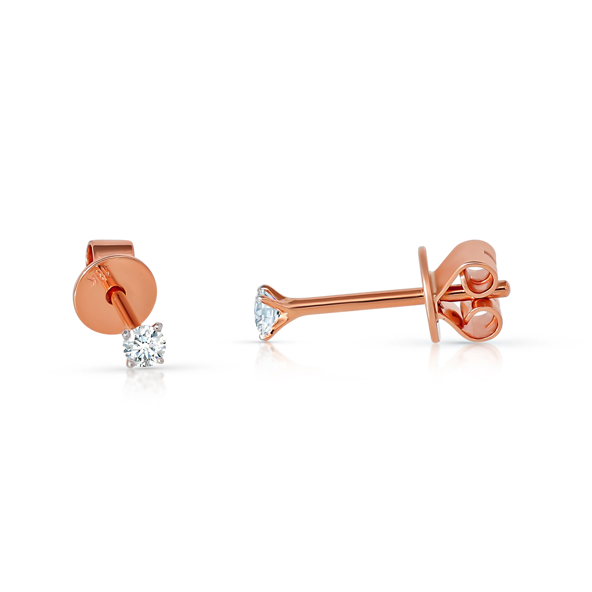  Cercei Aur Roz 18K, Diamante 0.12 Ct 2