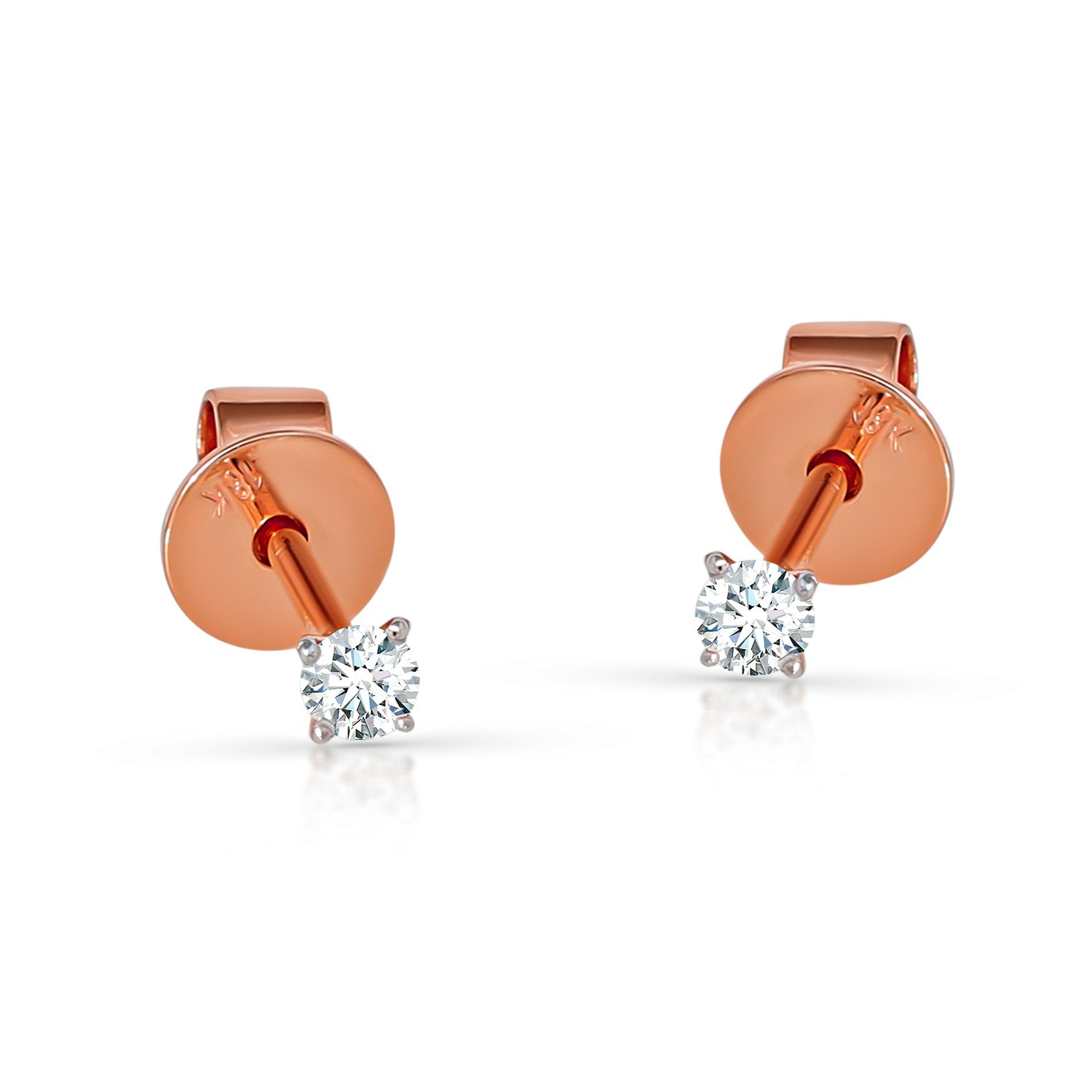  Cercei Aur Roz 18K, Diamante 0.20 Ct 1