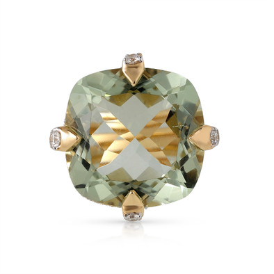  Inel Aur Galben 14K, Ametist Verde 16.15 ct, Diamante 0.75 ct 1