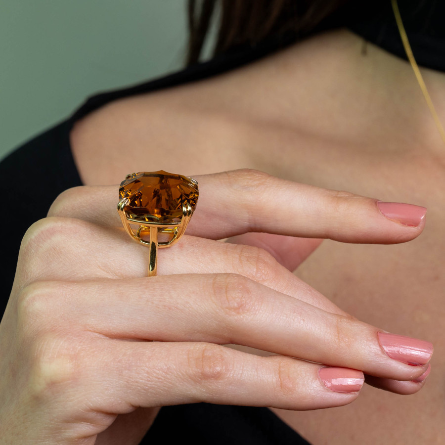  Inel Aur 18k, Cuart Cognac 32 ct 5