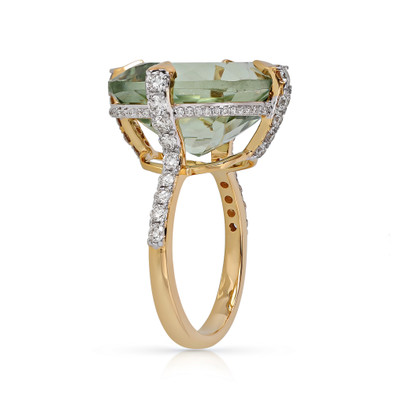  Inel Aur Galben 14K, Ametist Verde 16.15 ct, Diamante 0.75 ct 2