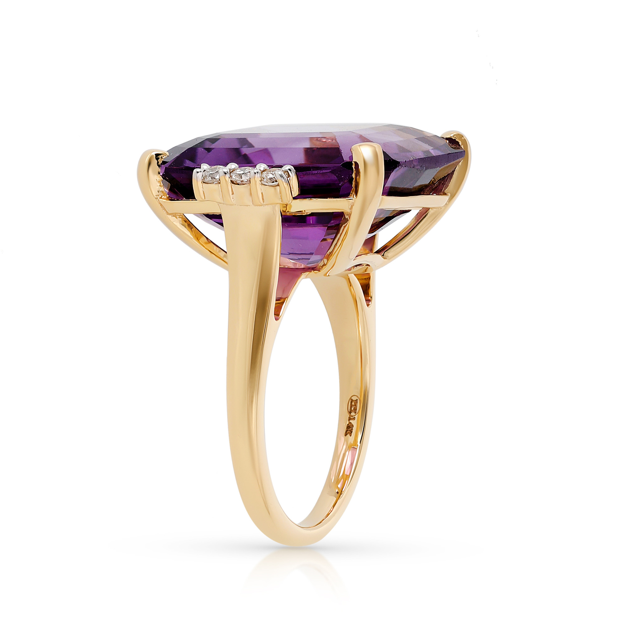  Inel Aur Galben 14K, Ametist  19.50 Ct, Diamante 0. 20 Ct 5