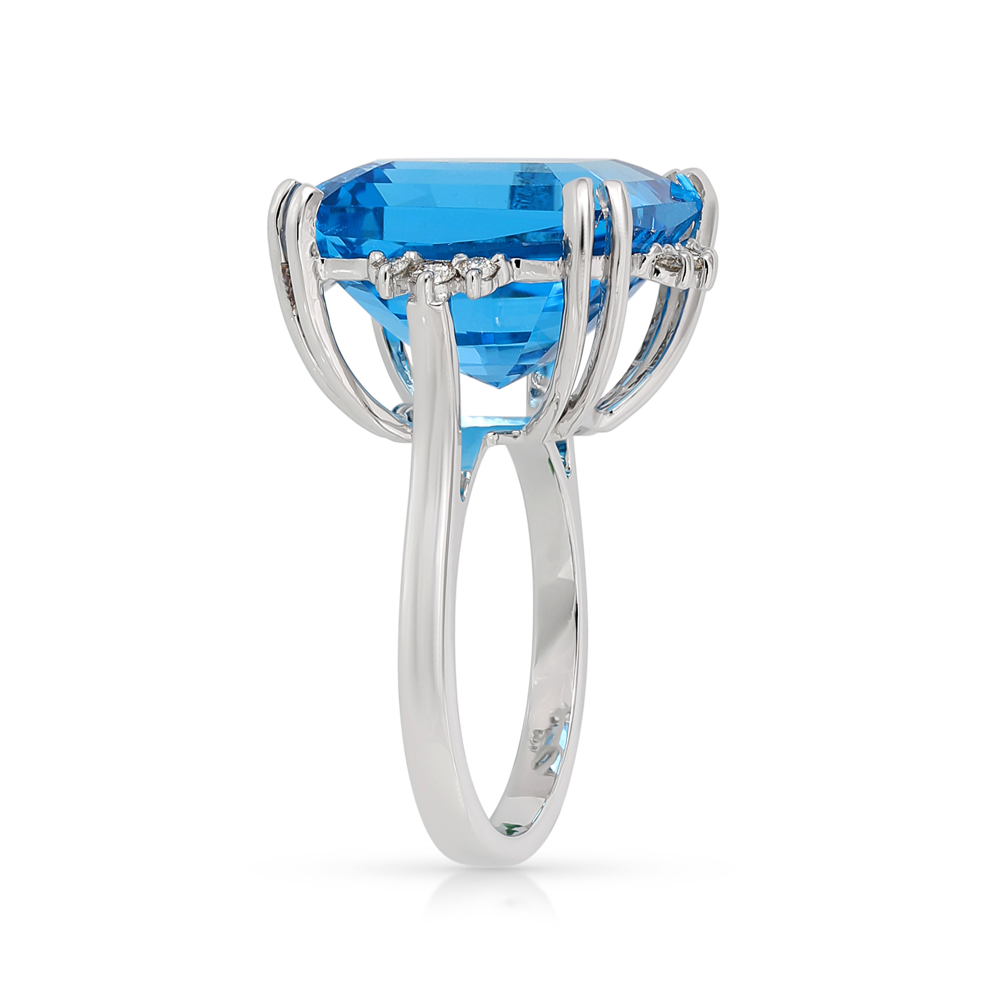  Inel Aur Alb 14K, Swiss Topaz 20.28 Ct, Diamante 0. 30 Ct 5