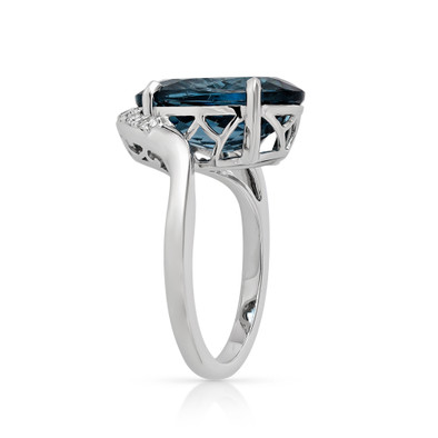  Inel Aur Alb 14K, London Topaz 6.95 Ct, Diamante 0. 17 Ct 5