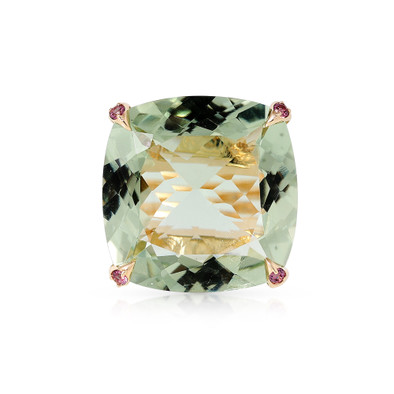  Inel Aur Galben 14K, Ametist Verde 16.88 ct, Safir Roz 0.10 ct 1