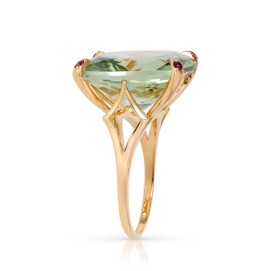  Inel Aur Galben 14K, Ametist Verde 16.88 ct, Safir Roz 0.10 ct 5