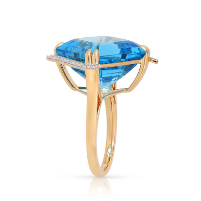  Inel Aur Roz 14K, Swiss Topaz 21.46 Ct, Diamante 0. 20 Ct 5