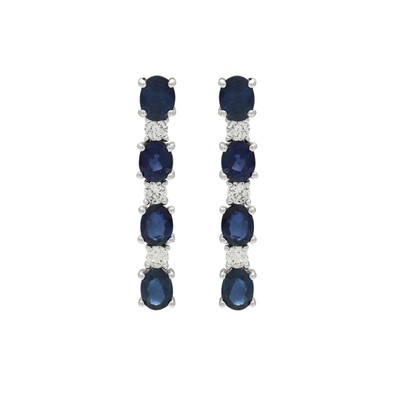  Cercei Aur Alb 14k, Safire 2.66 Ct, Diamante 0.39 Ct 1