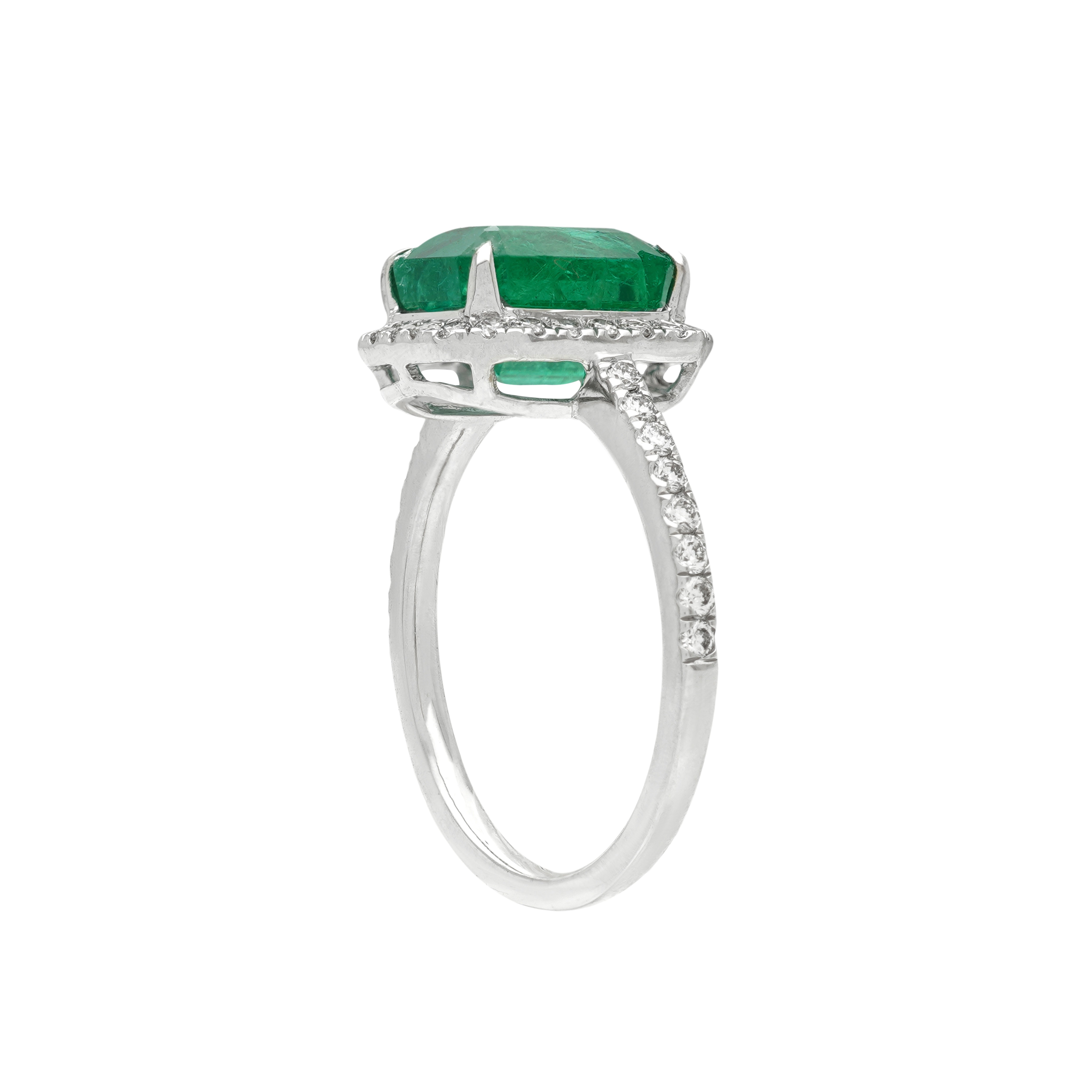  Inel Aur Alb 18k, Smarald 2.70 ct, Diamante 0.40 ct 3