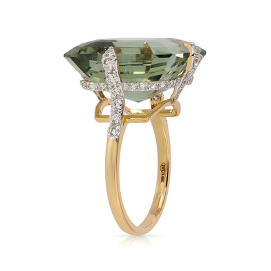  Inel Aur Galben 14K, Ametist Verde 16.00 ct, Diamante 0.75 ct 3