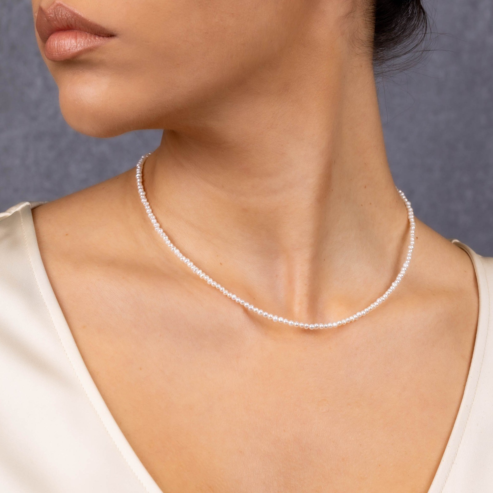  Colier Aur Alb 14k, Perle 4.5 mm 3