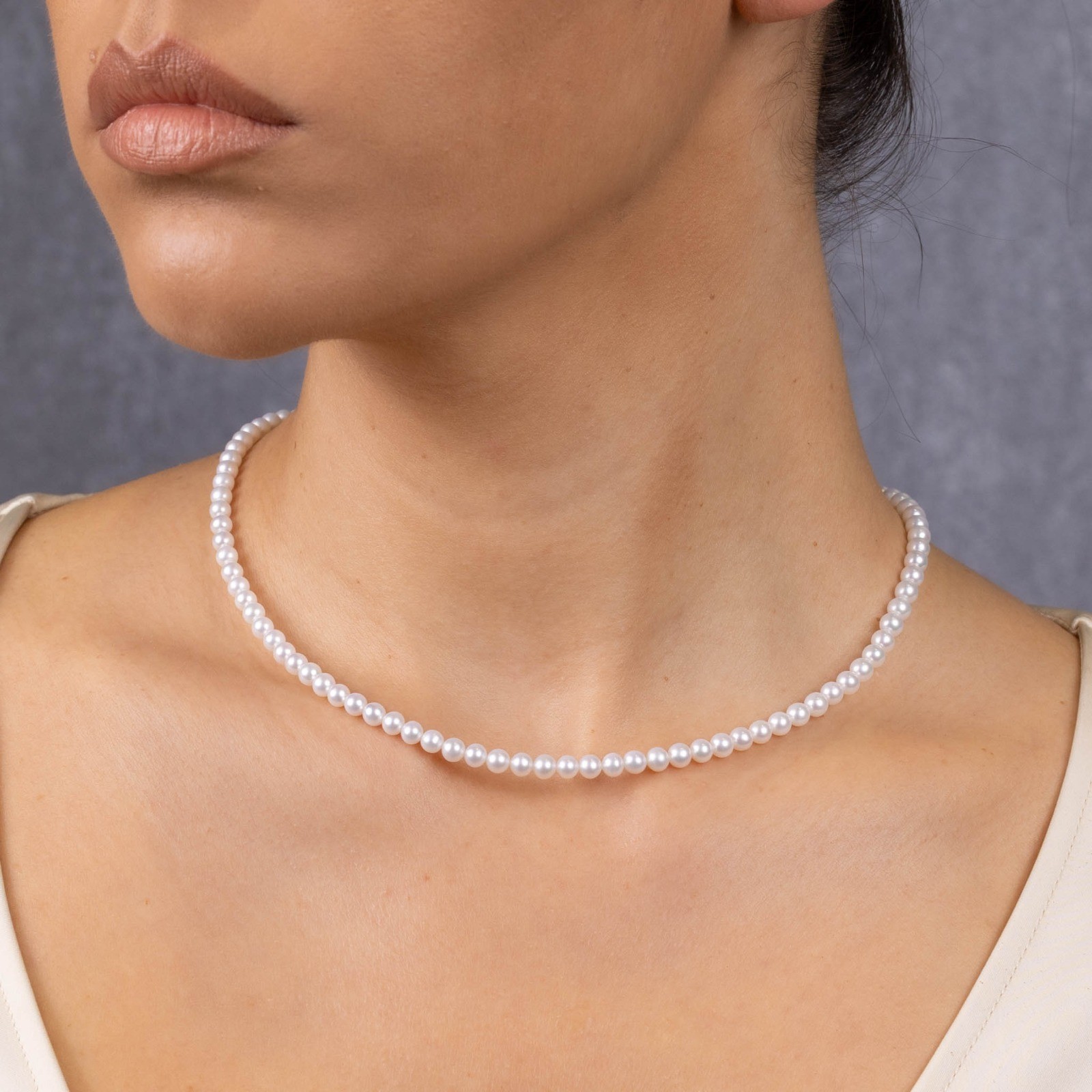  Colier Aur Alb 14k, Perle 4.5 mm 1