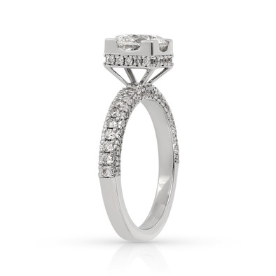  Inel Aur Alb 18k, Diamant Solitaire 1.50 Ct H/SI2, Diamante Laterale 0.75 Ct 5