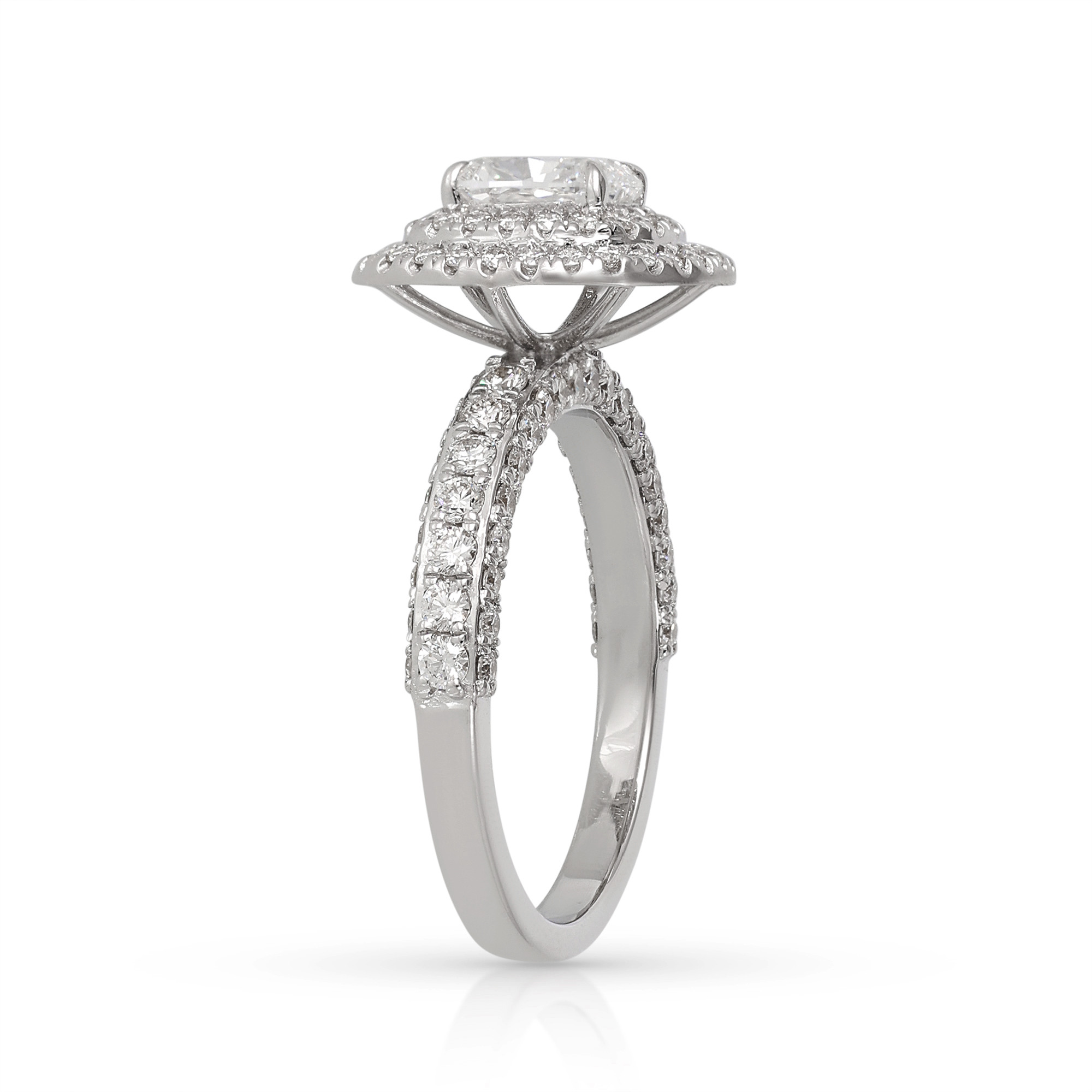 Inel Aur Alb 18k, Diamant Solitaire 1.02 Ct E/VS2, Diamante Laterale 1.15 Ct 5