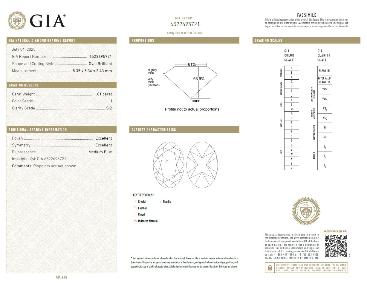  Inel Aur Alb 18k, Diamant Solitaire 1.01 Ct I/SI2, Diamante Laterale 0.28  Ct 4