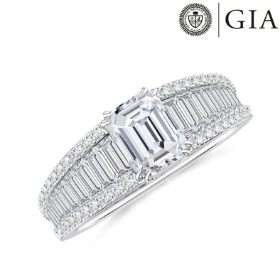  Inel Aur Alb 18k, Diamant Central 0.90 Ct F/VS2, Diamante Laterale 1.12 Ct 1