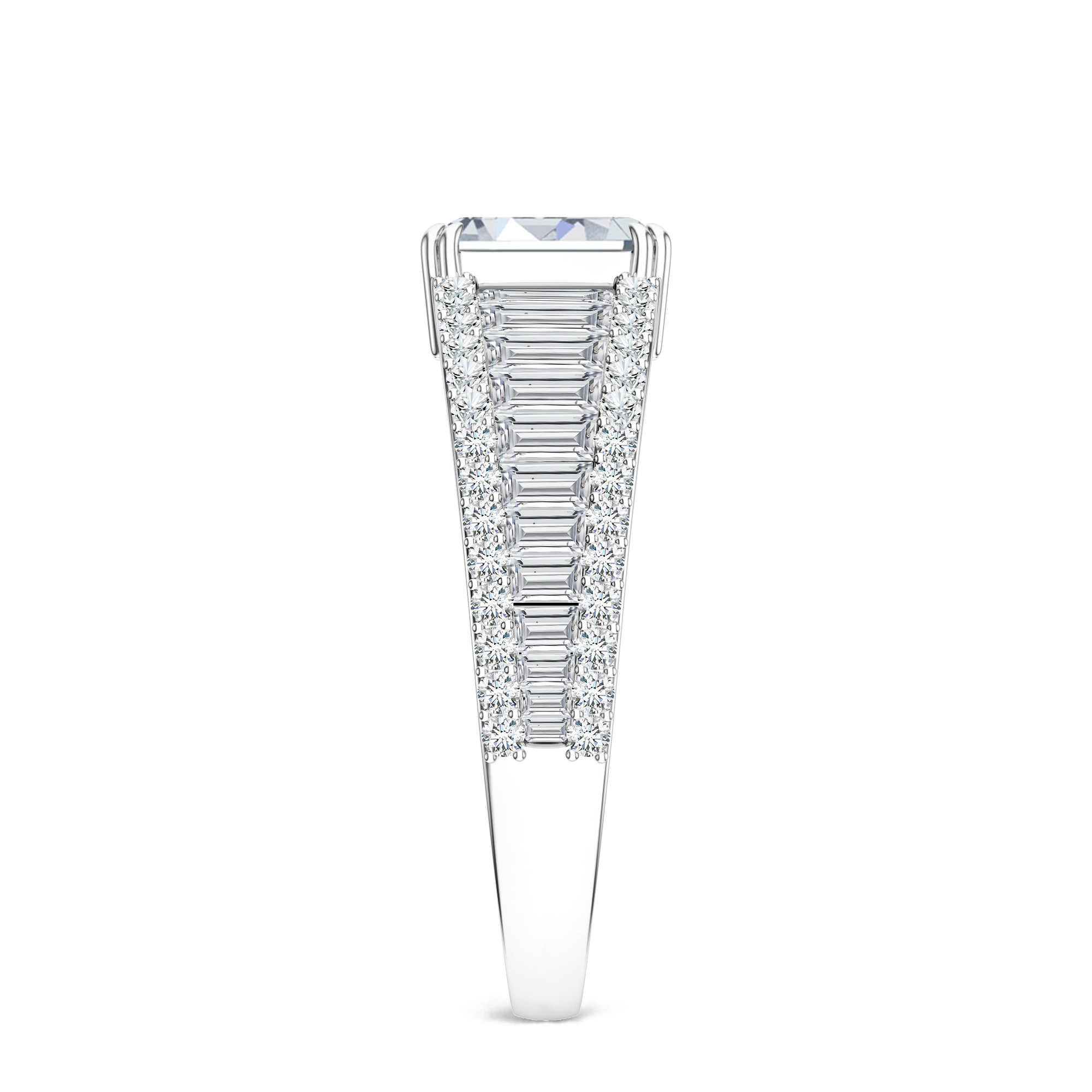  Inel Aur Alb 18k, Diamant Central 0.90 Ct F/VS2, Diamante Laterale 1.12 Ct 3