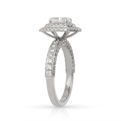  Inel Aur Alb 18k, Diamant Solitaire 1.00 Ct E/VS2, Diamante Laterale 0.95 Ct 5