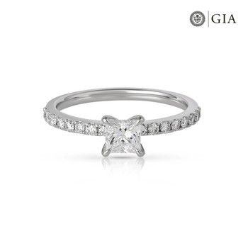 Inel Aur Alb 18K, Diamant Central 0.50 Ct D/VS2, Diamante Laterale 0.32 Ct 1