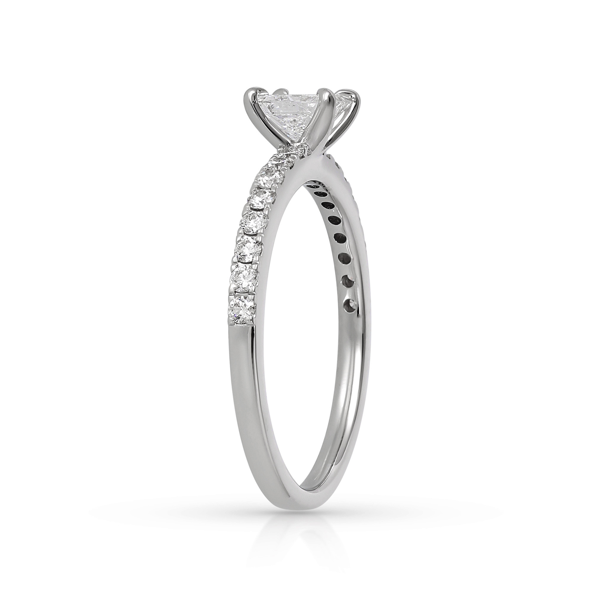  Inel Aur Alb 18K, Diamant Central 0.50 Ct D/VS1, Diamante Laterale 0.32 Ct 4