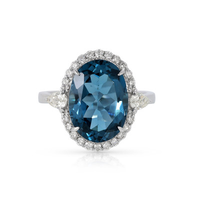  Inel Aur Alb 14K, London Topaz 6.70 Ct, Diamante 0. 65 Ct 1